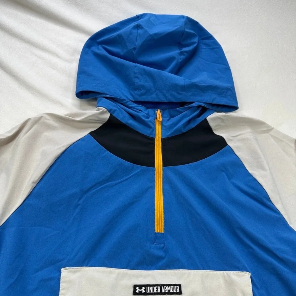 Under Armour Colorblock Hooded Anorak Jacket Pullover Pocket Blue‎ Black Small